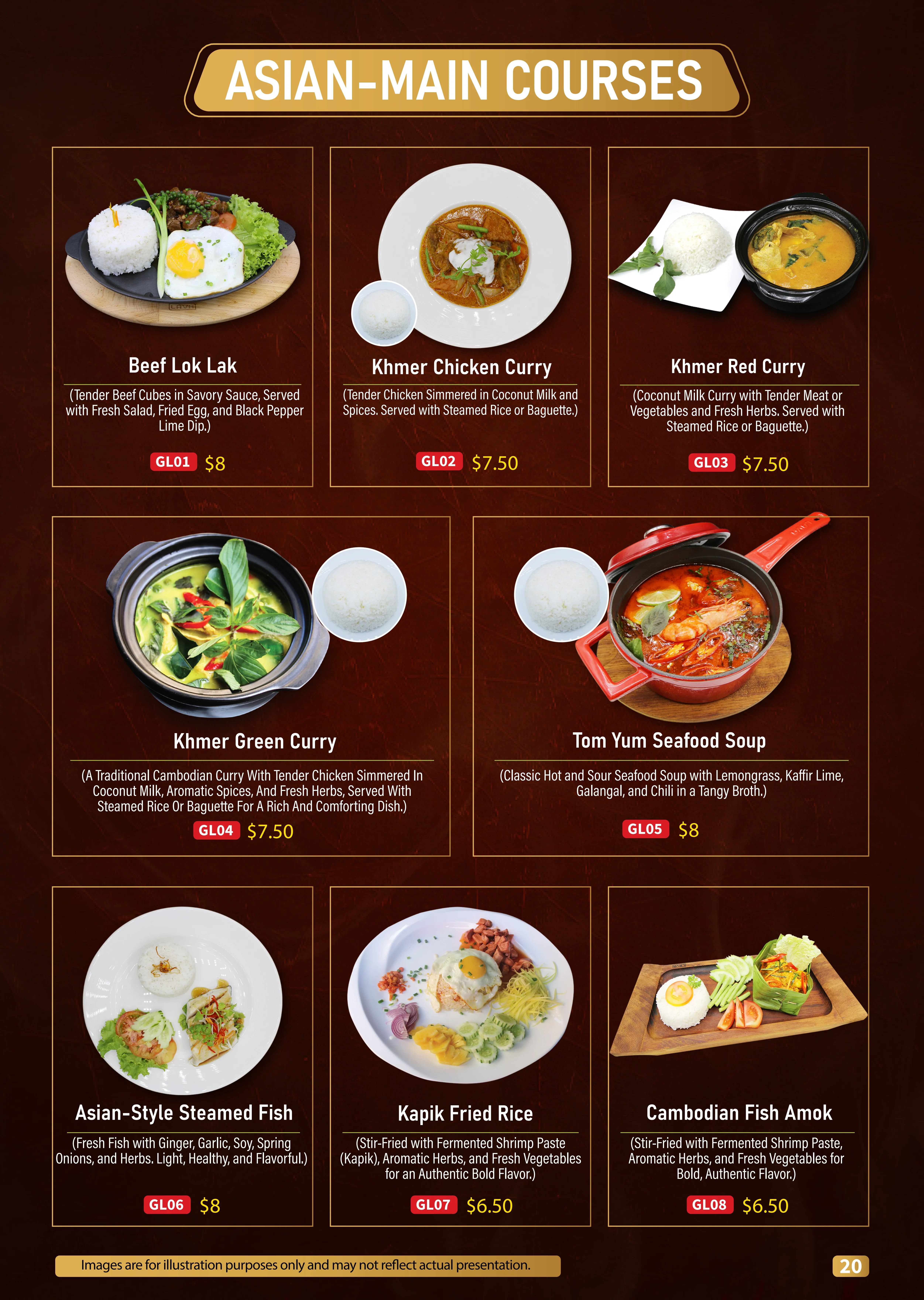 Asian Main Courses Menu 1